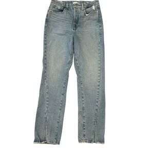 Good American High Rise Good Boy Twisted Slit Denim Jeans Blue Size 10/30